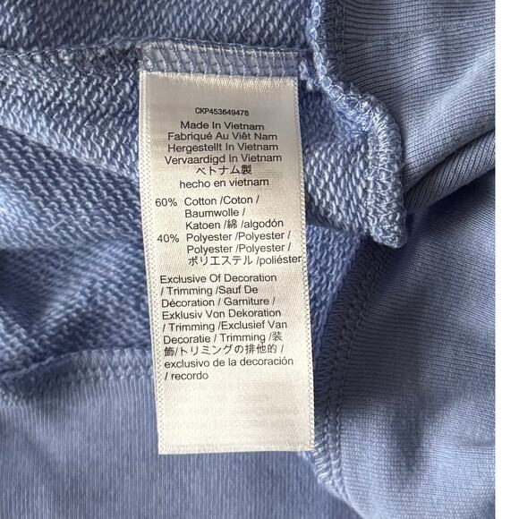 Madewell Bubble-Sleeve Hoodie Crop Sweatshirt in Blue Women's Size 2X - Picture 5 of 7